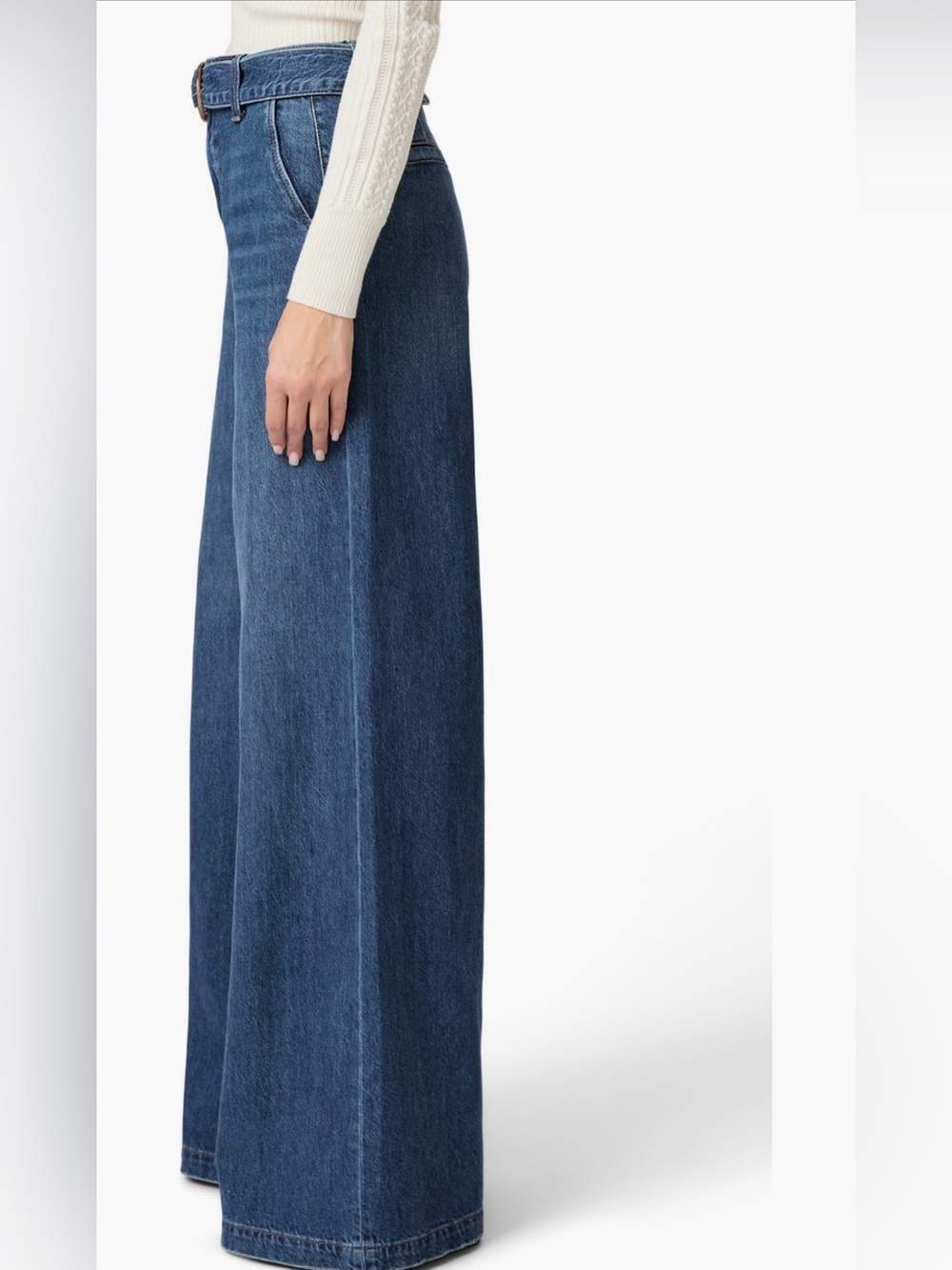 PAIGE Cameron High Waist Wide-Leg Belted Jeans - Picture 3 of 16